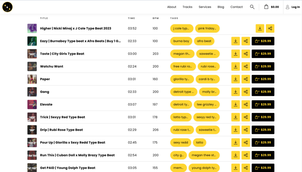 3 Types of beat selling websites you need to know 2 Example of beatstars pro page