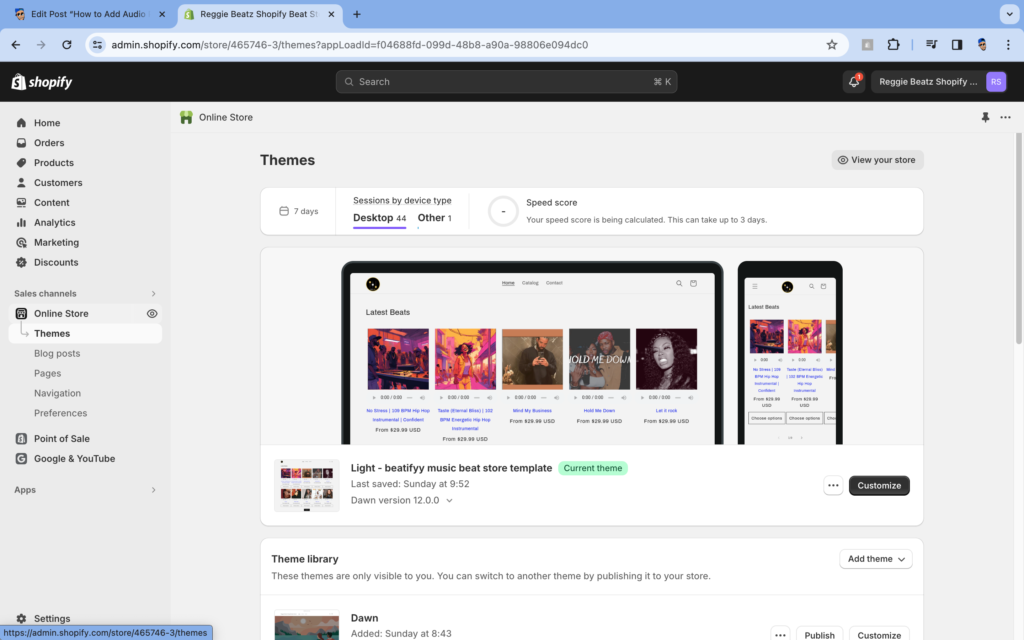 How to Add Audio Player on Shopify Product Page 3 Screenshot 2024 01 24 at 11.12.59