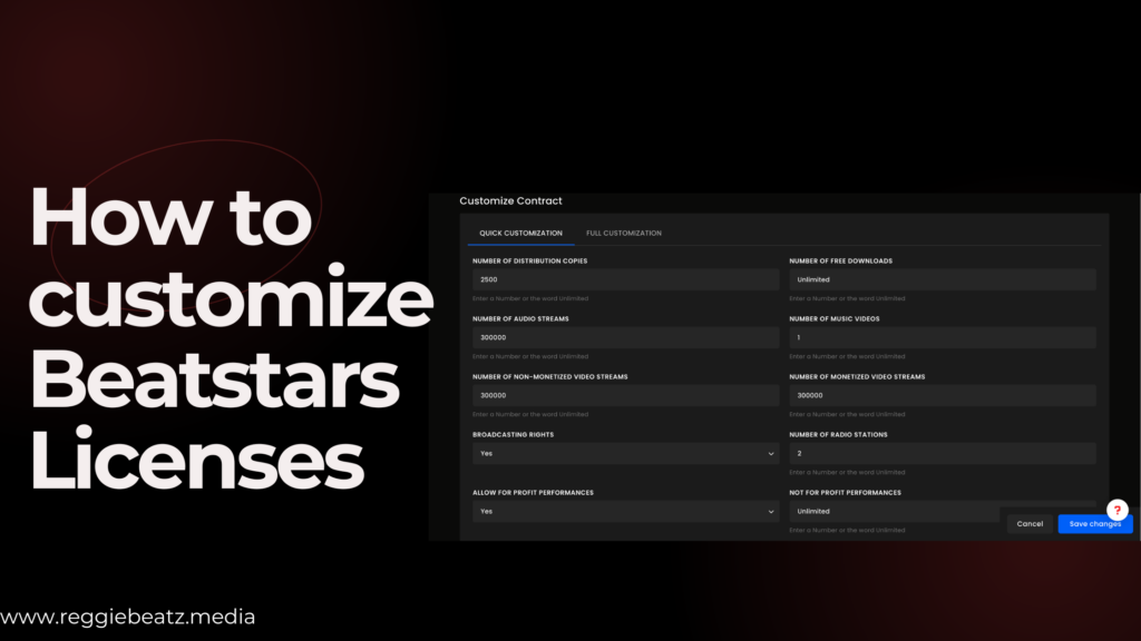 How to customise Beatstars Licenses