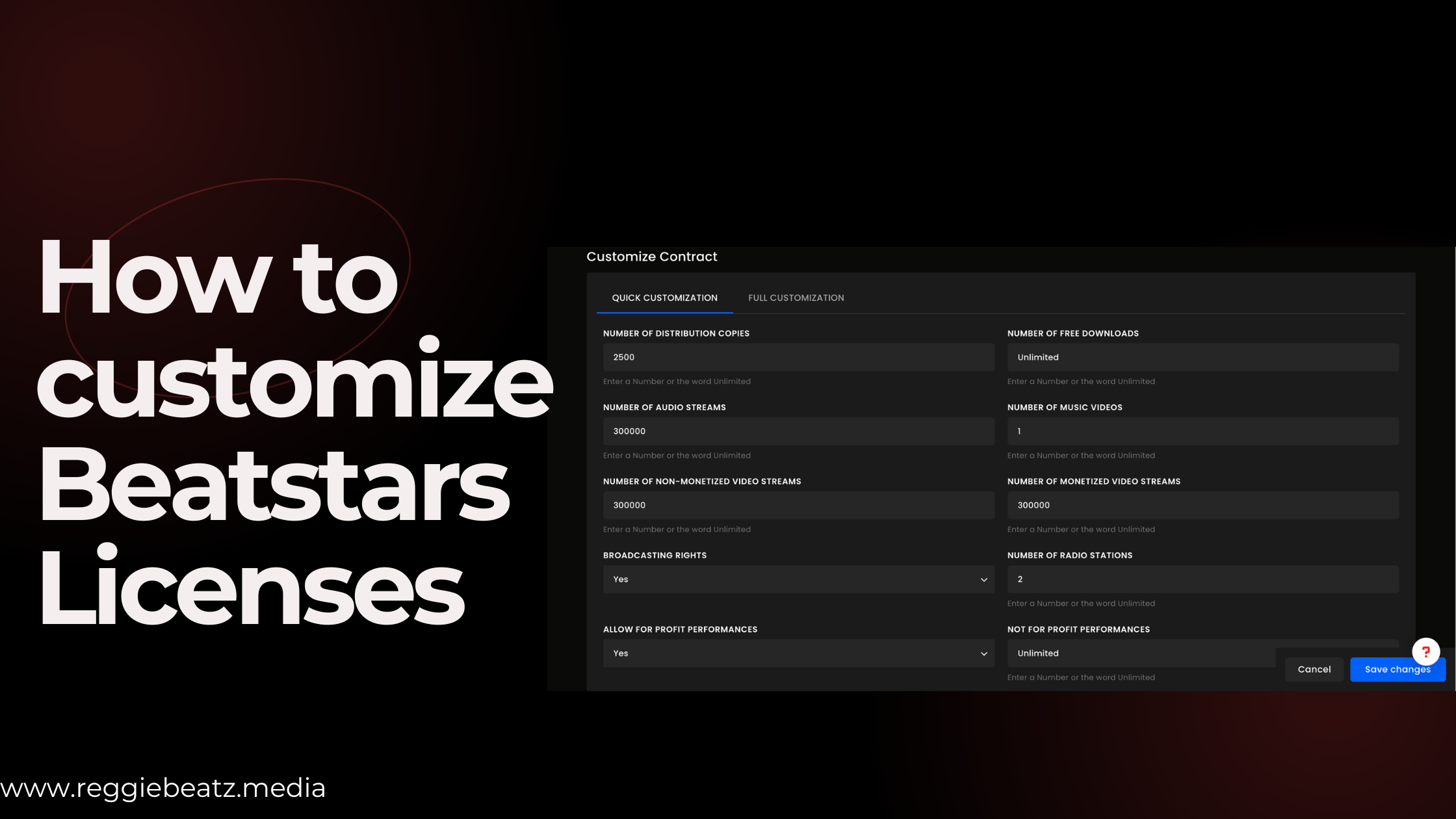 How to customise Beatstars Licenses